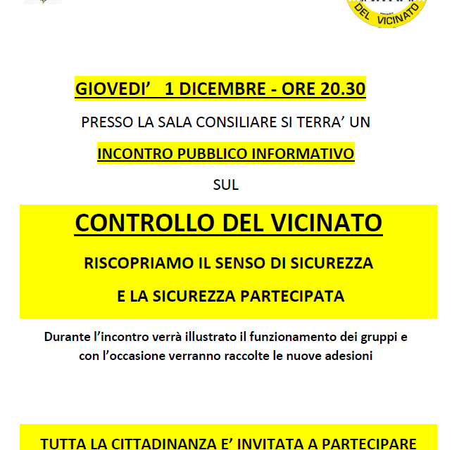 Sommacampagna. Il Controllo del Vicinato a supporto delle Forze del’Ordine per il controllo del territorio.  Stasera incontro formativo