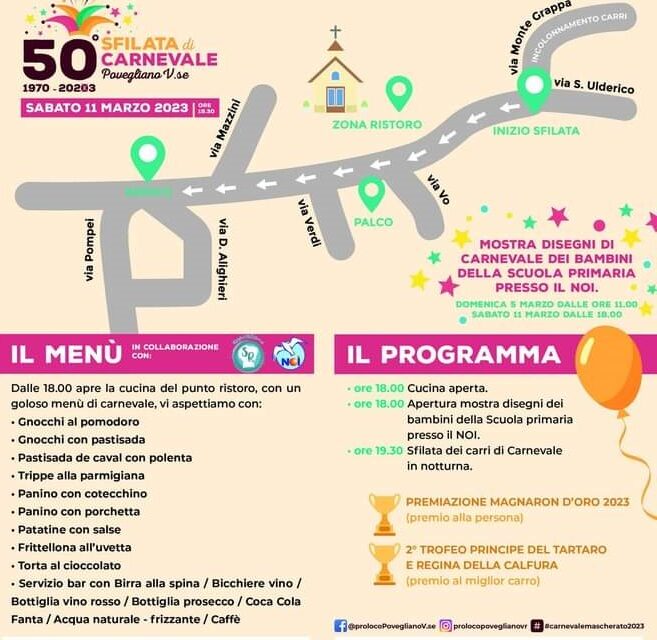 Povegliano: domani sera la 50° edizione  del carnevale