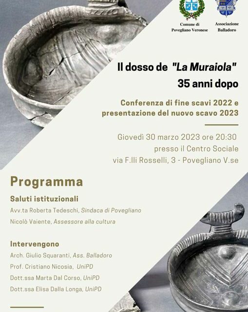 Povegliano: conferenza sugli scavi archeologici alla Muraiola