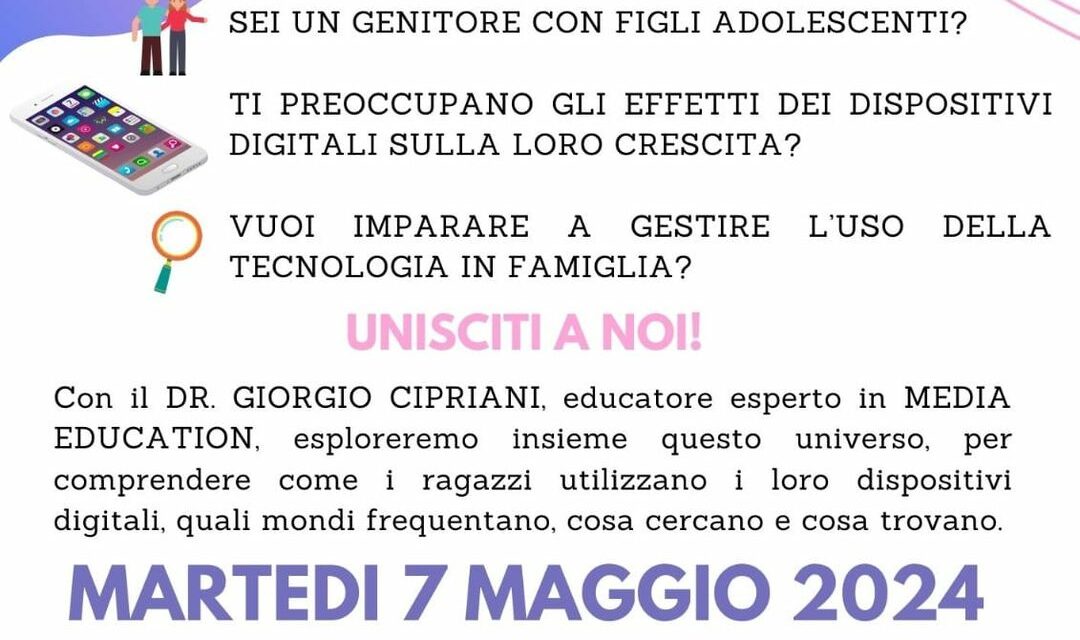 Povegliano, martedì 7 maggio incontro per “genitori digitali”