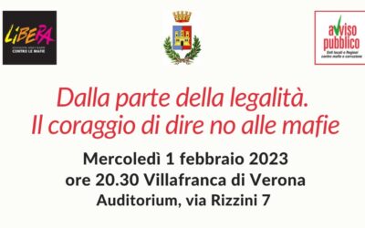 Dalla parte della legalità. Il coraggio di dire no alle mafie. La testimonianza di un imprenditore mercoledì 1 febbraio a Villafranca