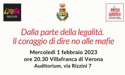 Dalla parte della legalità. Il coraggio di dire no alle mafie. La testimonianza di un imprenditore mercoledì 1 febbraio a Villafranca