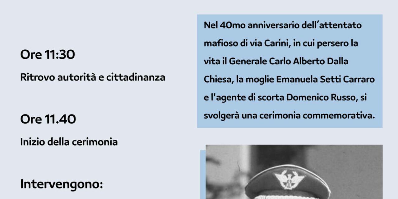 Povegliano ricorda il generale Carlo Alberto Dalla Chiesa. Tedeschi:“Un esempio per i giovani”