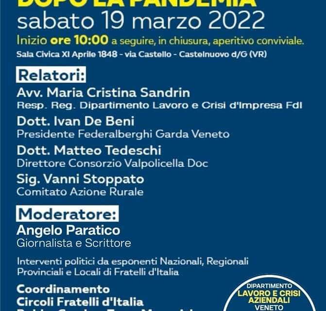 Scenari economici dopo la pandemia, se ne parla a Castelnuovo del Garda sabato