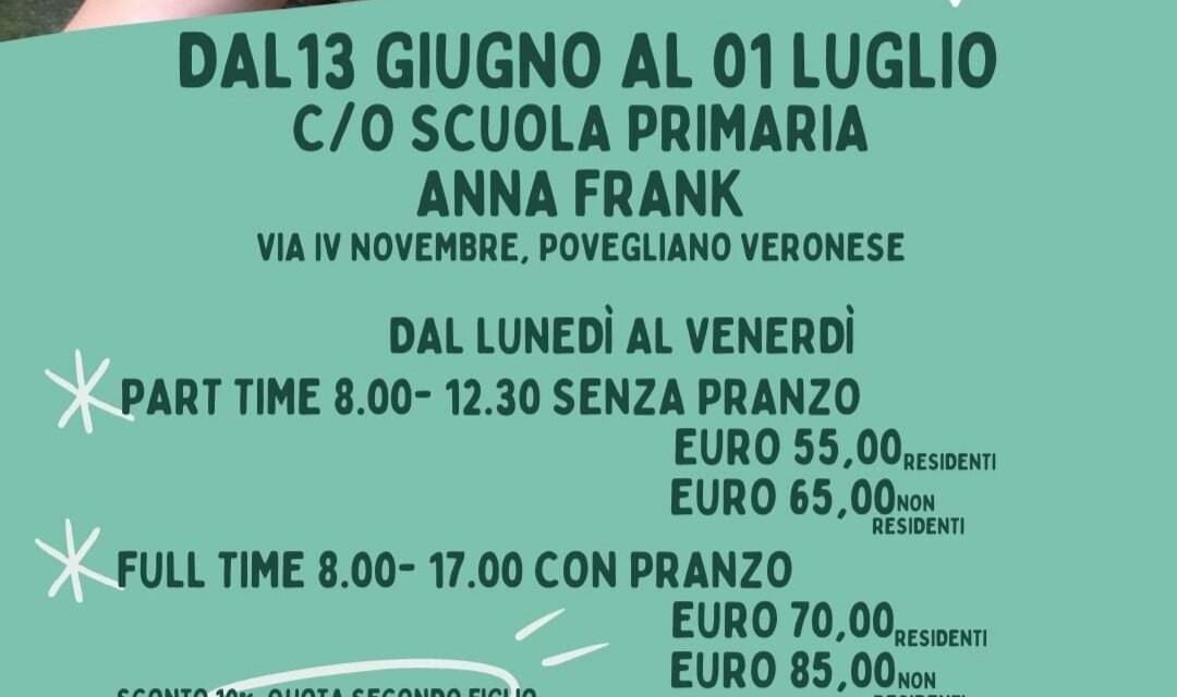 POVEGLIANO: DAL 13 GIUGNO AL 1 LUGLIO SI SVOLGERÀ IL GREST COMUNALE