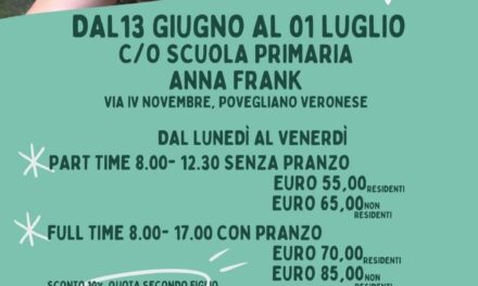 POVEGLIANO: DAL 13 GIUGNO AL 1 LUGLIO SI SVOLGERÀ IL GREST COMUNALE