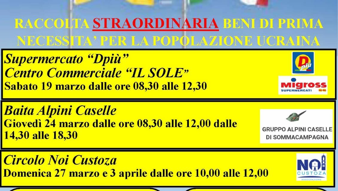 Sommacampagna, nel weekend prosegue la raccolta di aiuti per l’Ucraina