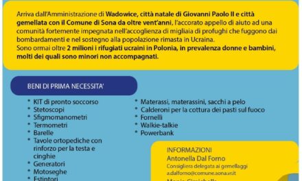 WADOWICE CHIAMA, SONA RISPONDE ALL’ACCORATO APPELLO DELLA CITTÀ POLACCA GEMELLATA CHE STA ACCOGLIENDO MIGLIAIA DI PROFUGHI UCRAINI