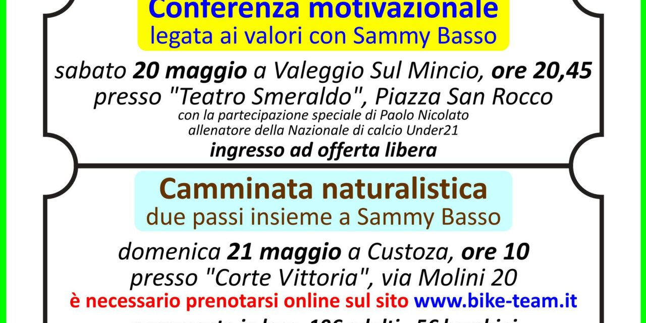 Evento benefico “In cammino con Sammy” il 21 maggio a Custoza