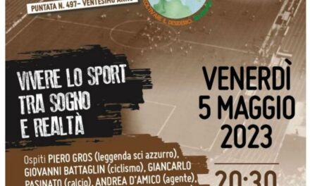 “Vivere lo sport tra sogno e realtà” venerdì 5 maggio al teatro di Rizza