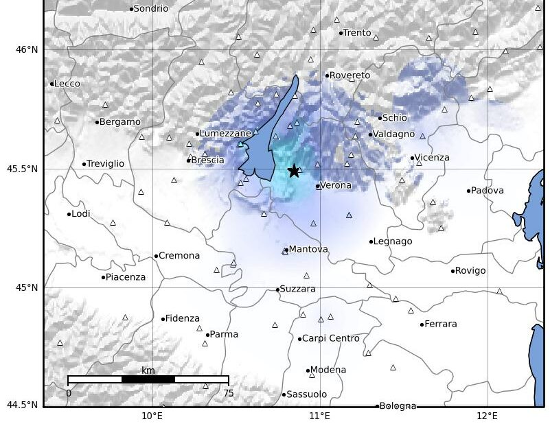 Terremoto in serata a Bussolengo, fra 3.3 e 3.8 di magnitudo