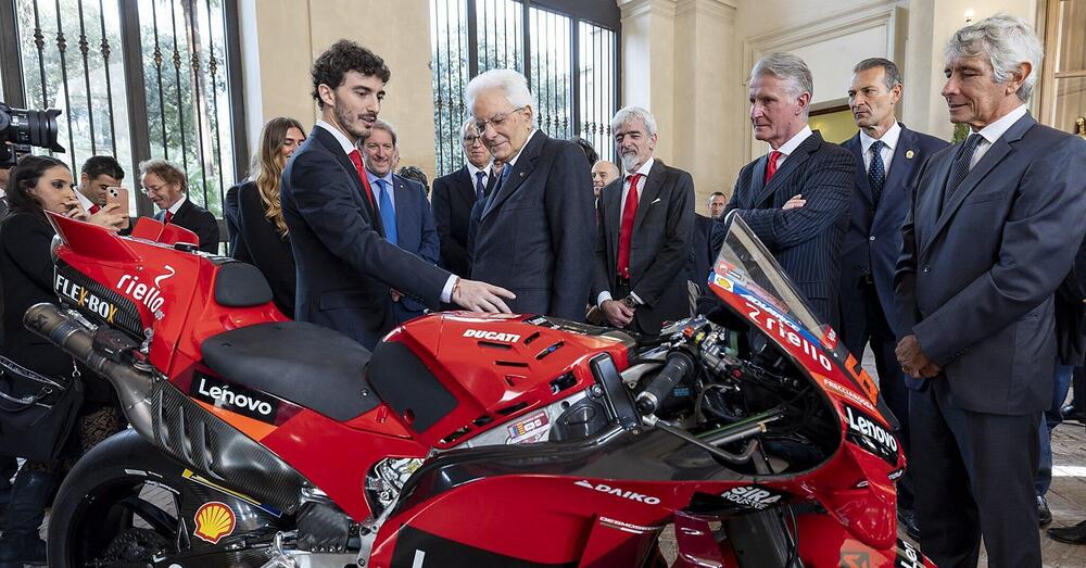 Davide Barana col team Ducati da Mattarella al Quirinale per la vittoria mondiale